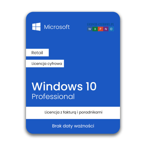Windows 10 Professional, licencja prawna stała, przez e-mail